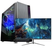 世纪之星 酷睿i7四核/AMD游戏独显/8GB内存/256GB固态+500G机械硬盘 家用办公商用娱乐 游戏电脑 台式机 台式电脑 DIY组装机 组装电脑 电脑主机+24英寸显示器