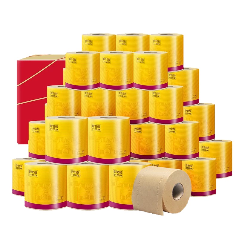 鸥露 本色竹纤维三层120g*32卷卫生纸 有芯卷筒纸巾(整箱销售)