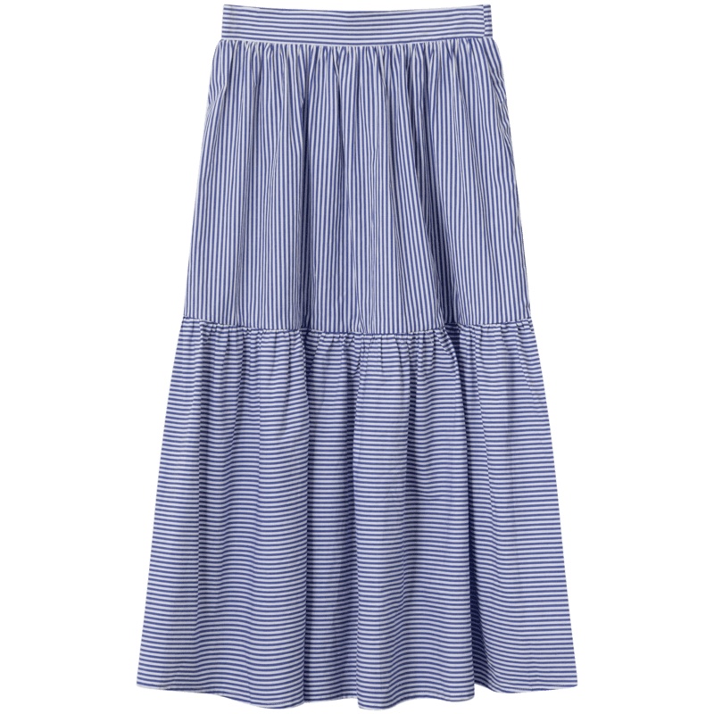 OtherMix春日甜心半身裙2021年新款条纹高腰显瘦中长款a字伞裙子