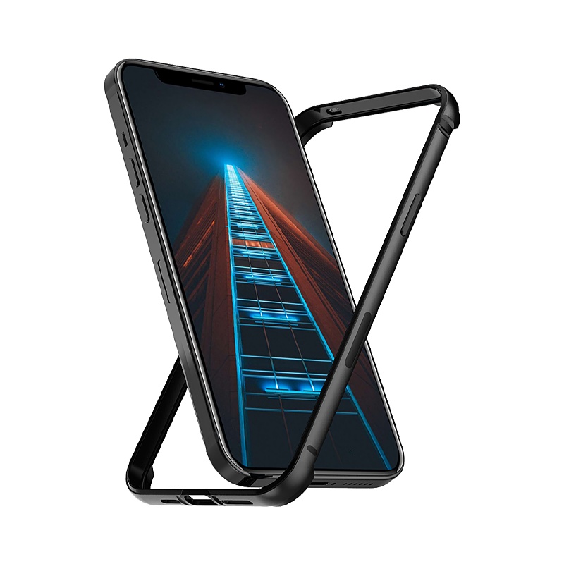 ESCASE 苹果12边框壳iPhone12mini防摔保护套12Pro金属加厚软内衬ProMax创意个性潮牌新款曜石黑