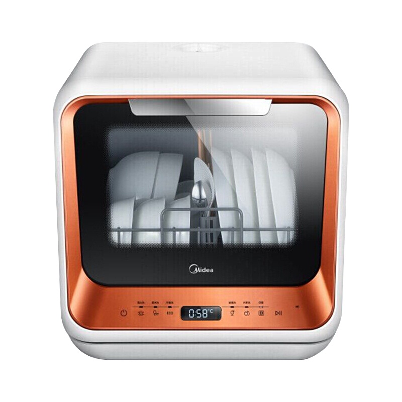 美的洗碗机M1-琥珀橙台式洗碗机家用 4套 免安装果蔬除菌洗