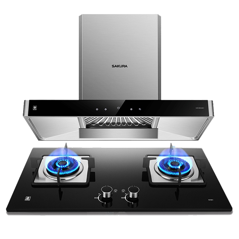 樱花(SAKURA)烟灶套餐 欧式20立方顶吸油烟机4.5KW定时燃气灶具厨电烟灶套装PTC03+BDB01天然气