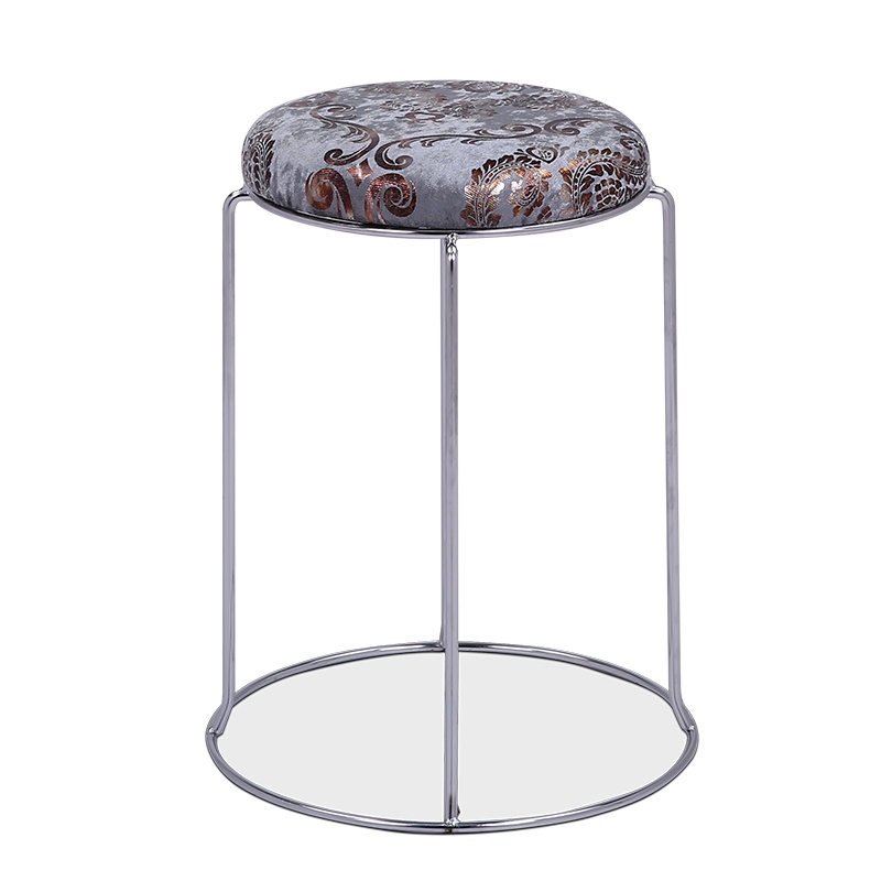 【红心家居】古典印花布艺圆椅凳子餐椅可折叠小户型专用椅子