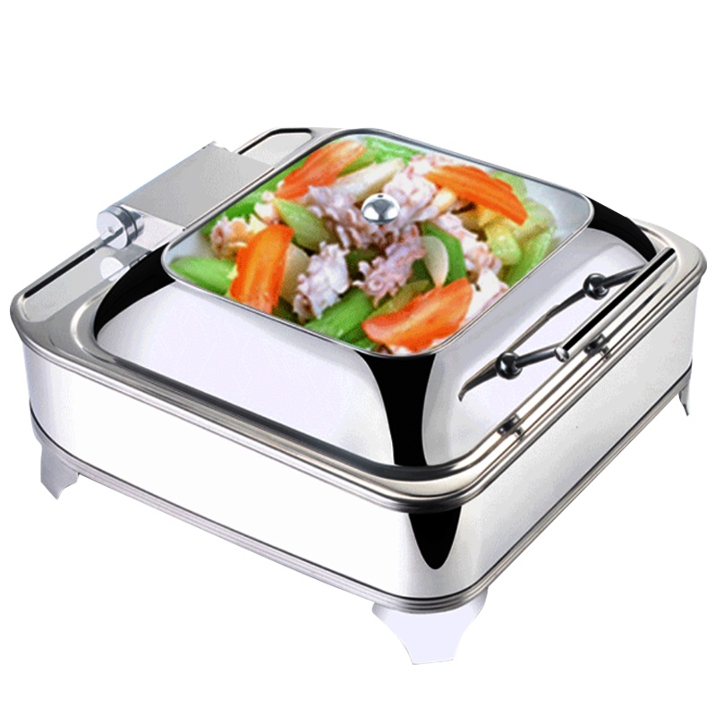 满森方形不锈钢布菲炉电加热自助餐炉酒店翻盖保温炉早餐炉餐具液压可视保温锅具