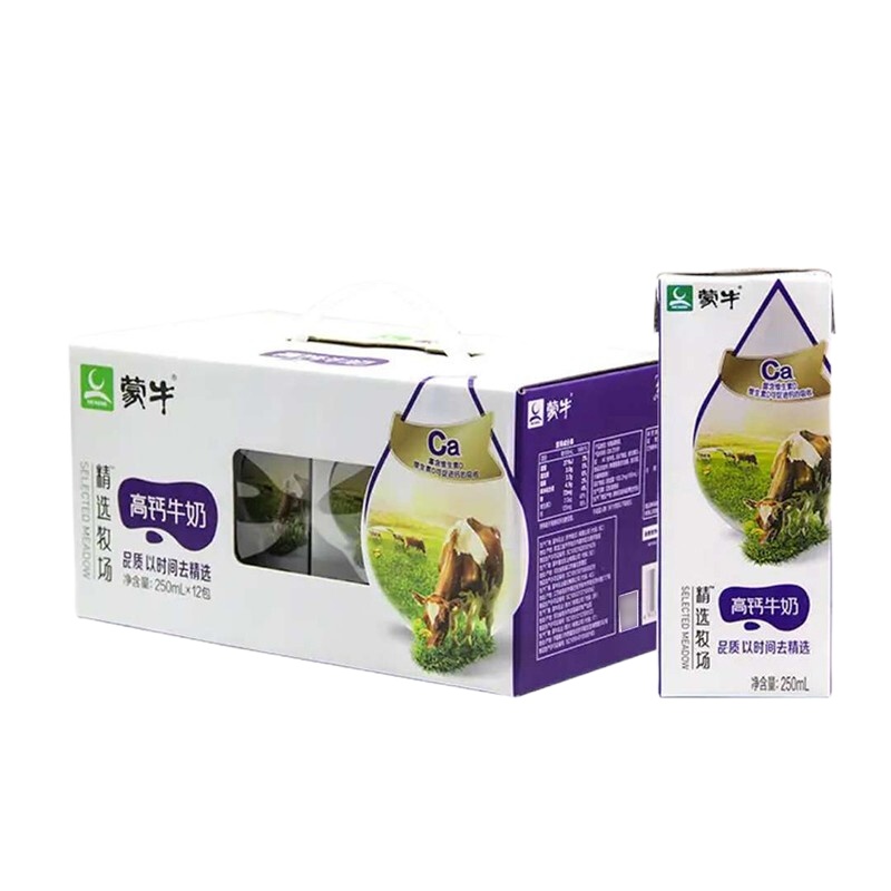 SNWQ蒙牛精选牧场高钙牛奶250ml*12盒
