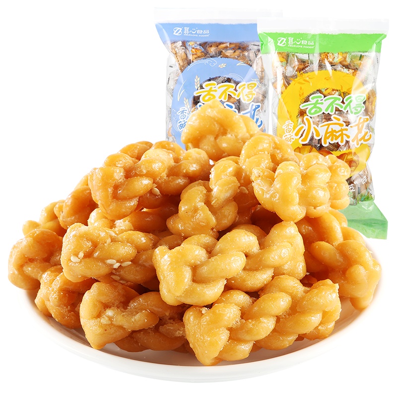 [真心 香酥小麻花500g]芝麻原味椒盐味小袋装单独包装零食散装小吃