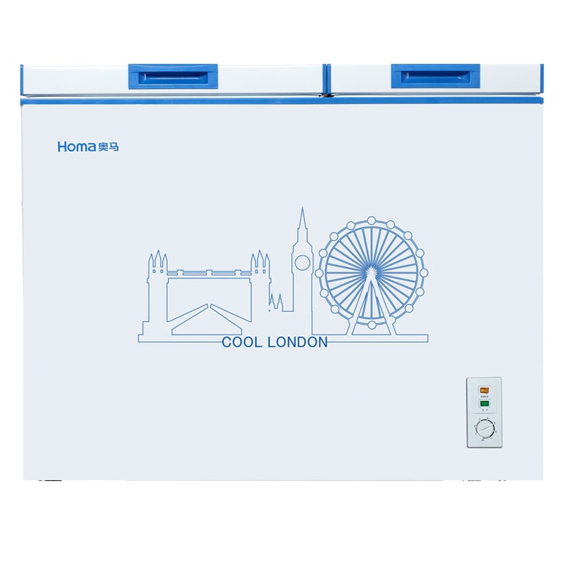 奥马(Homa)BCD-158H 158升 双箱双温冷柜 静音省电 卧式 新1级节能(伦敦蓝)