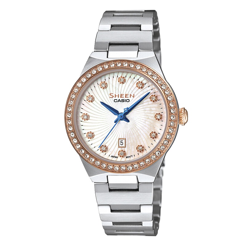 CASIO卡西欧 石英表 女 SHEEN系列日韩品牌时尚潮流优雅金属表带石英女士手表 SHE-4520SG-7A