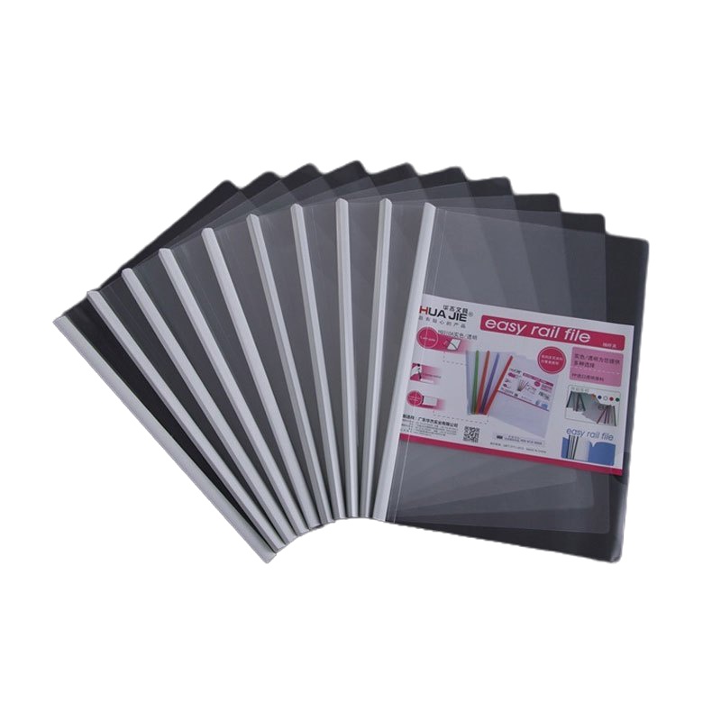 HUA JIE华杰A4文件夹加厚抽杆插页资料PVC抽杆夹 HQ310A 椭圆杆+14C封面 颜色随机200个装