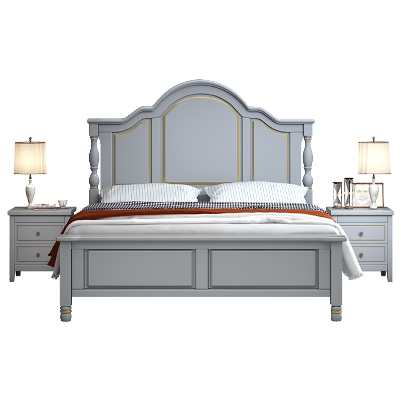 宏企(HONGQI) 床 实木床双人床1.8米 美式乡村木质主卧双人床1.5米储物床 小户型现代简约轻奢床