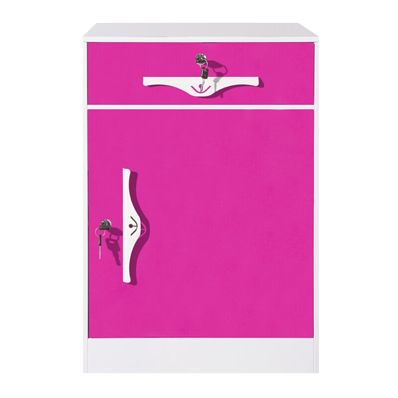 [一鹏]活动柜文件柜 一斗一门白框粉门款落地式资料柜床头柜 书房桌下柜