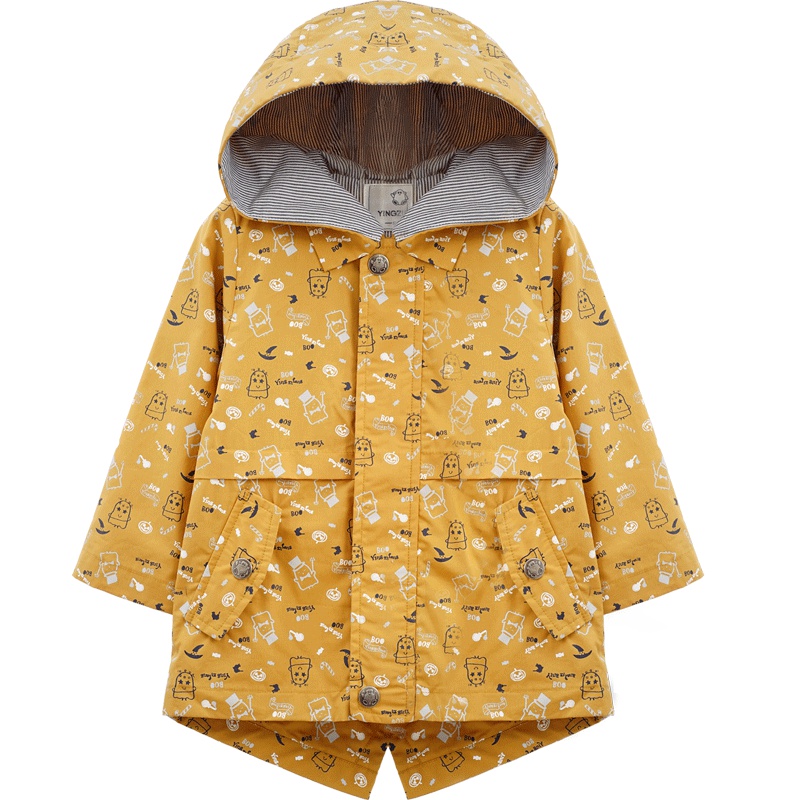 婴姿坊男童春秋外套薄款长袖拉链连帽棒棒球服潮衣