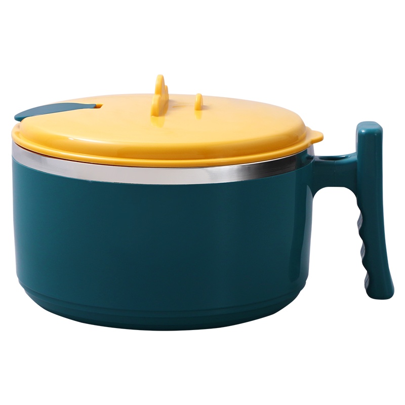 鸣顺学生饭盒泡面碗带盖304不锈钢宿舍泡方便面碗上班族饭碗食堂大号快餐杯