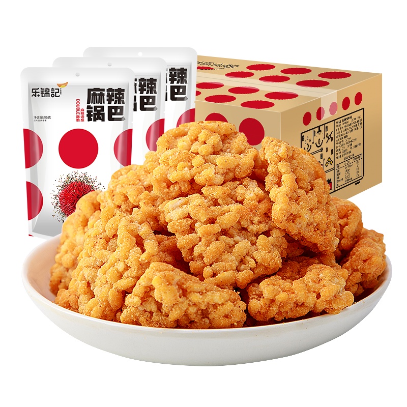 [乐锦记]麻辣味糯米锅巴480g整箱 独立包装休闲零食办公室