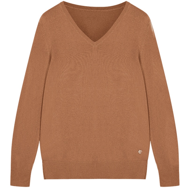 鄂尔多斯1980 20秋冬V领女百搭休闲羊绒衫