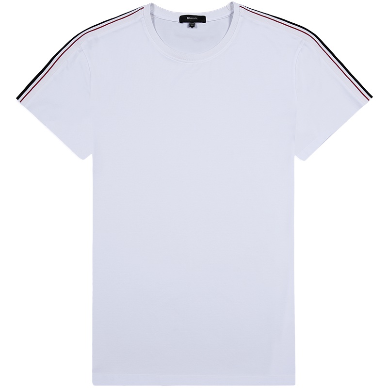 Brloote/巴鲁特 棉弹短袖T恤男夏季修身时尚撞色圆领休闲上衣