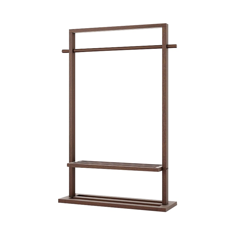 尔迈简易落地室内简约衣帽架欧式带裤架挂衣架晾衣服架 橡胶木