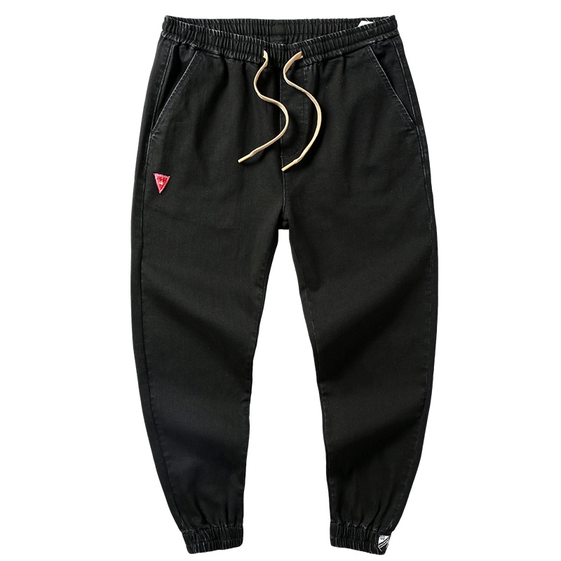 LEEVIRHINO2021秋冬新款男士商务牛仔裤男弹力大码男士哈伦裤青中年束脚宽松休闲裤男士牛仔裤胖子男裤长裤李维犀牛