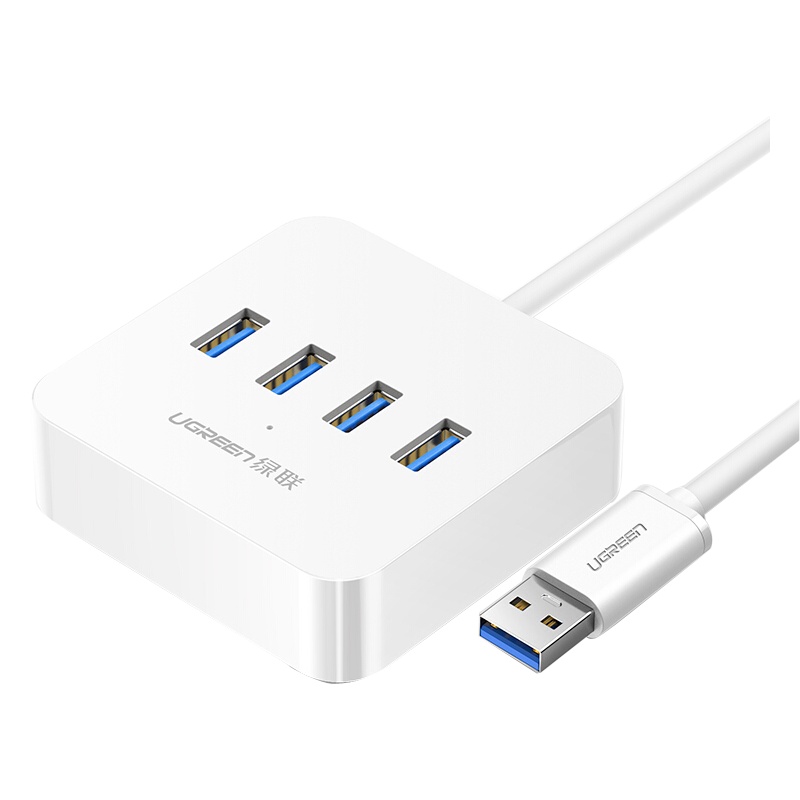 绿联（UGREEN）USB3.0分线器 高速4口HUB扩展坞集线器 笔记本电脑一拖四转换器带电源接口延长线1.5米302