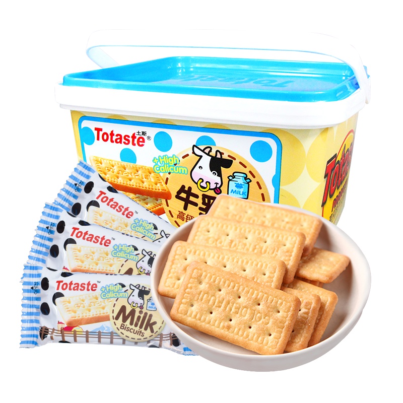 Totaste土斯 高钙香浓牛奶味牛乳饼干 休闲早餐代餐办公零食品 礼盒装500g