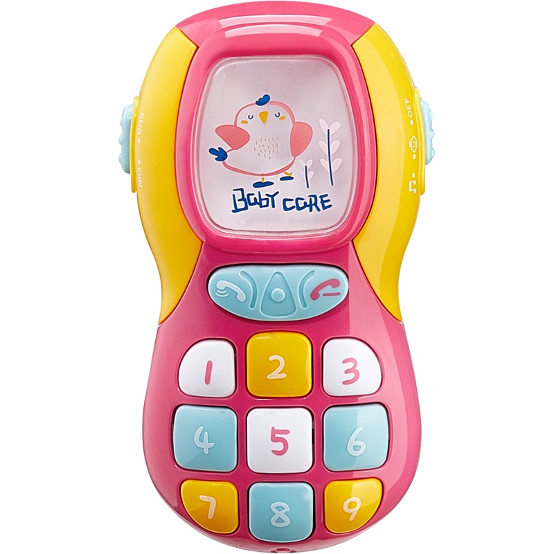 babycare宝宝手机玩具可咬女孩儿童仿真电话座机男孩婴儿音乐益智 海雾蓝&科洛玫