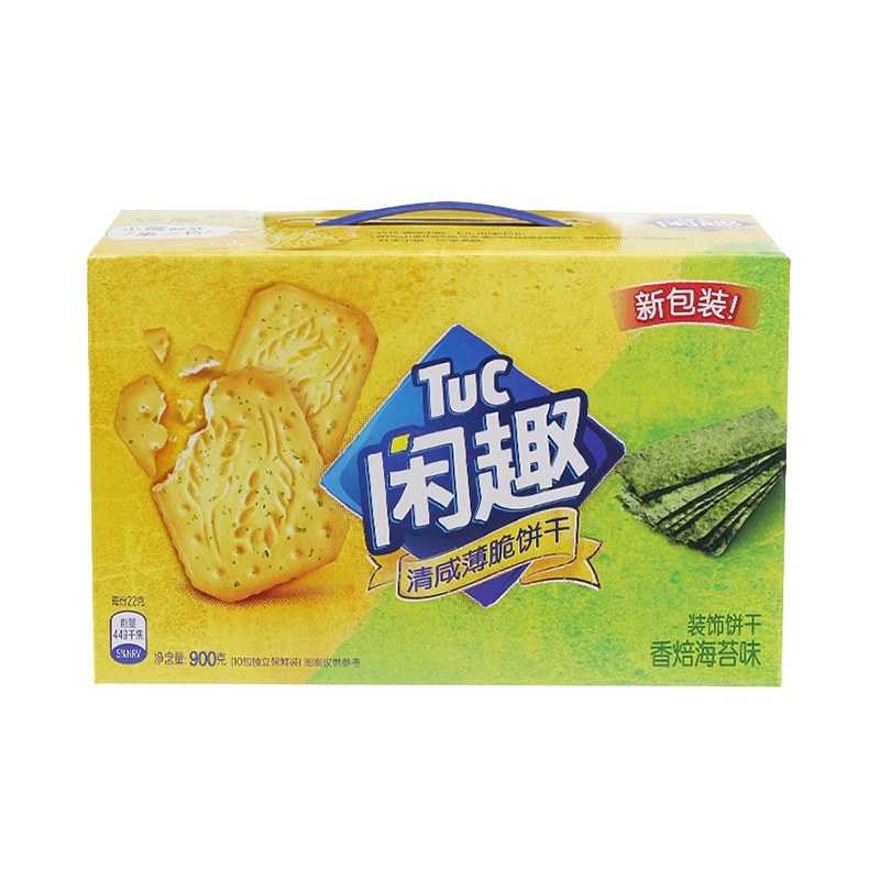 亿滋闲趣 装饰饼干 零食 香焙海苔味900g(盒装)