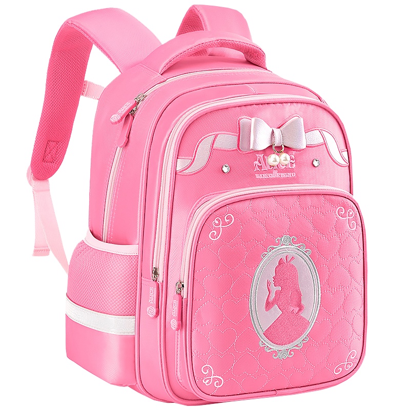 迪士尼(Disney)爱丽丝书包小学生女童1-3年级公主7-10岁女孩儿童双肩背包SA80021玫红