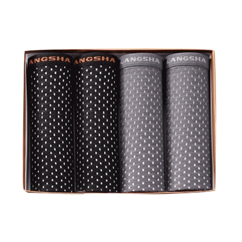 浪莎竹纤维面料男士网眼三角内裤4条装