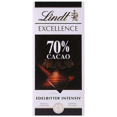 [黑巧专业户]瑞士莲(Lindt)特醇排装70%可可黑巧克力 100g/排 进口食品 进口零食 法国进口