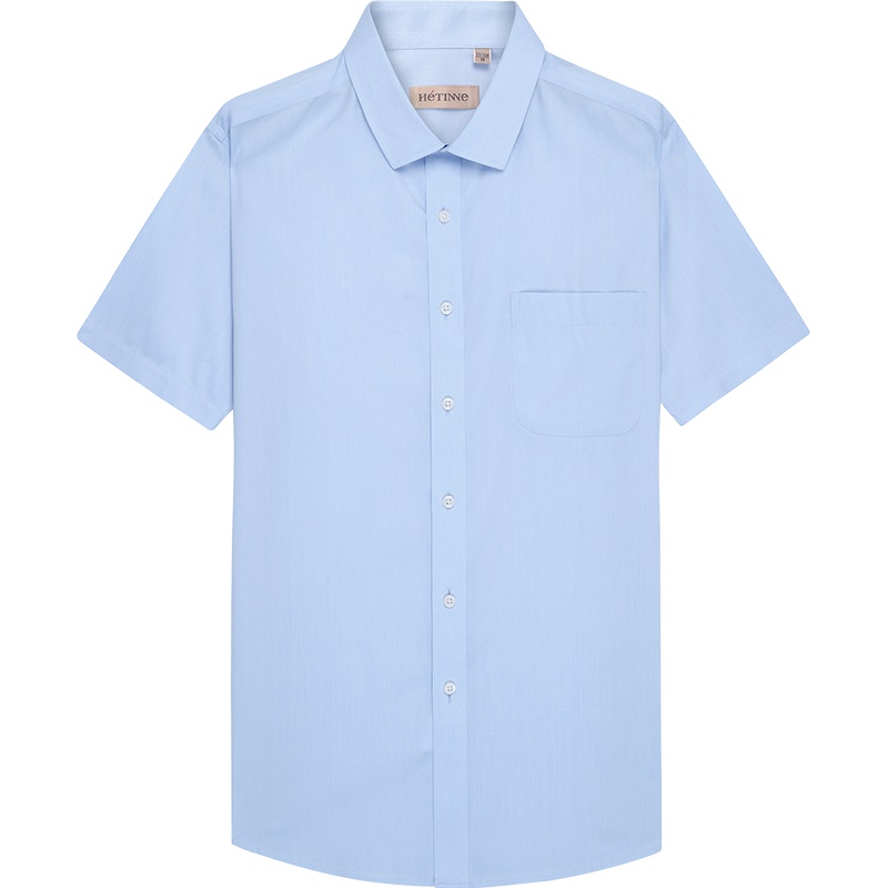 轩帝尼(HETINNE)夏季男士短袖衬衫轻奢商务100支高支精梳棉正装免烫短袖衬衫男