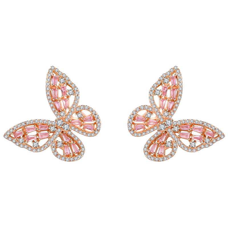 佰色传情BRIR S925纯银耳钉时尚气质夸张耳饰耳环蝴蝶