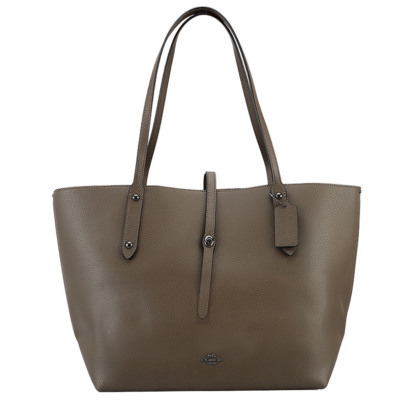 COACH 蔻驰 女士手提包 深灰色皮质手提单肩托特包