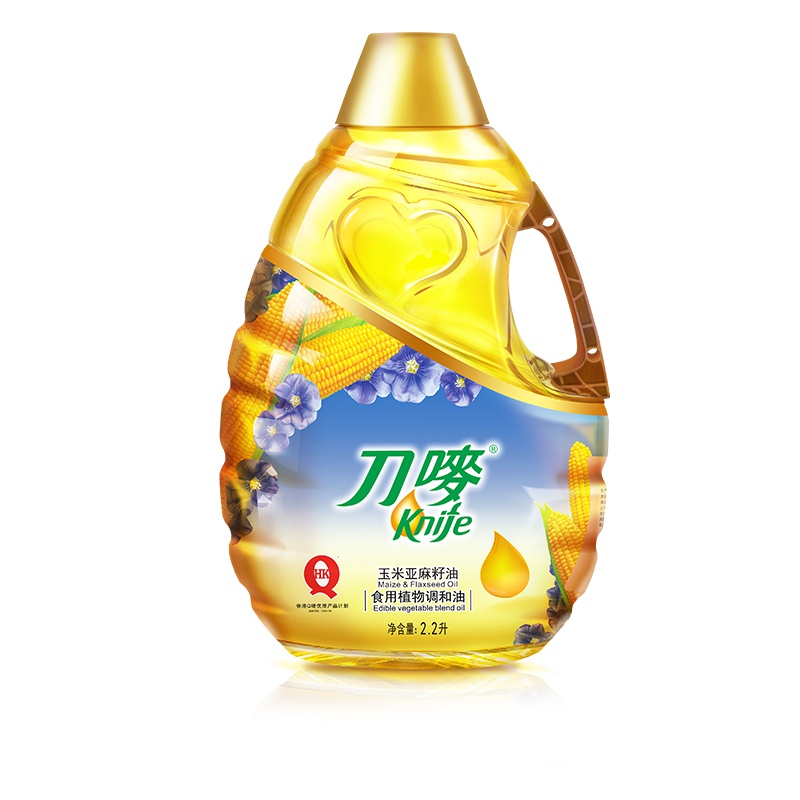 刀唛Knife 食用油调和油压榨玉米亚麻籽油 2.2L/瓶