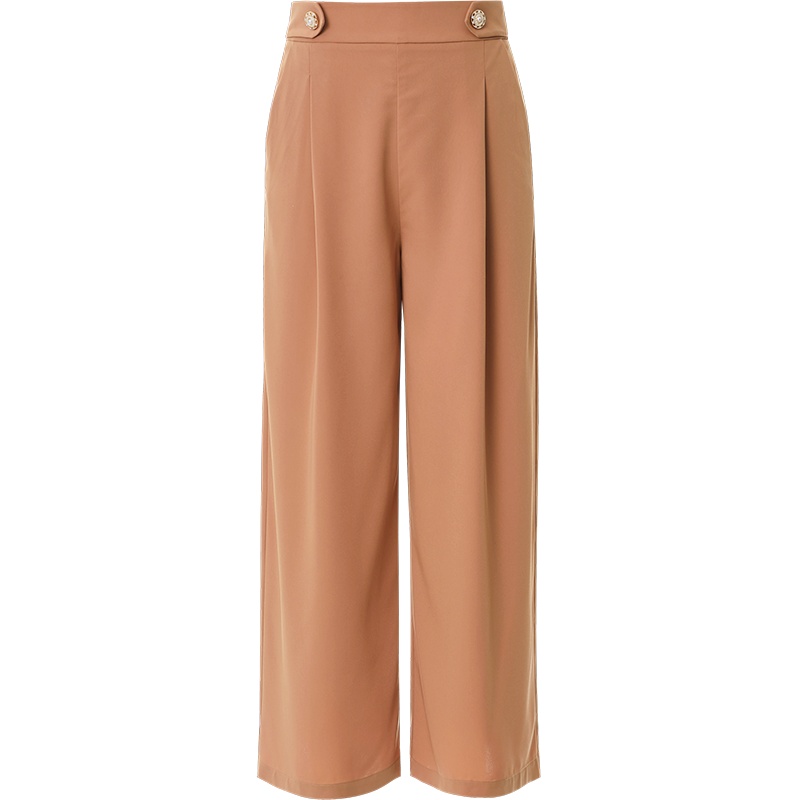 欧昵雪垂感阔腿裤夏高腰显瘦直筒裤子百搭薄款九分休闲裤