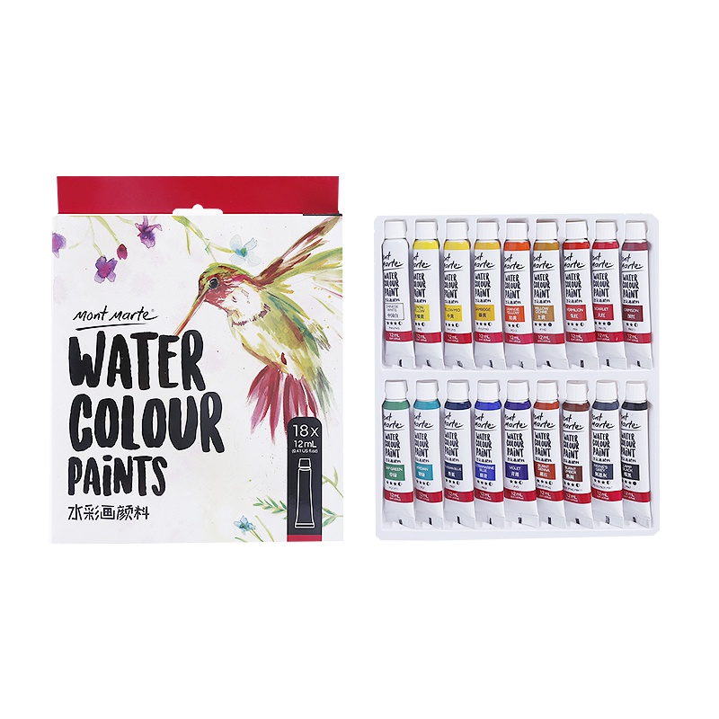 蒙玛特MontMarte儿童水彩颜料套装18色学生用水彩画纸用颜料12ml