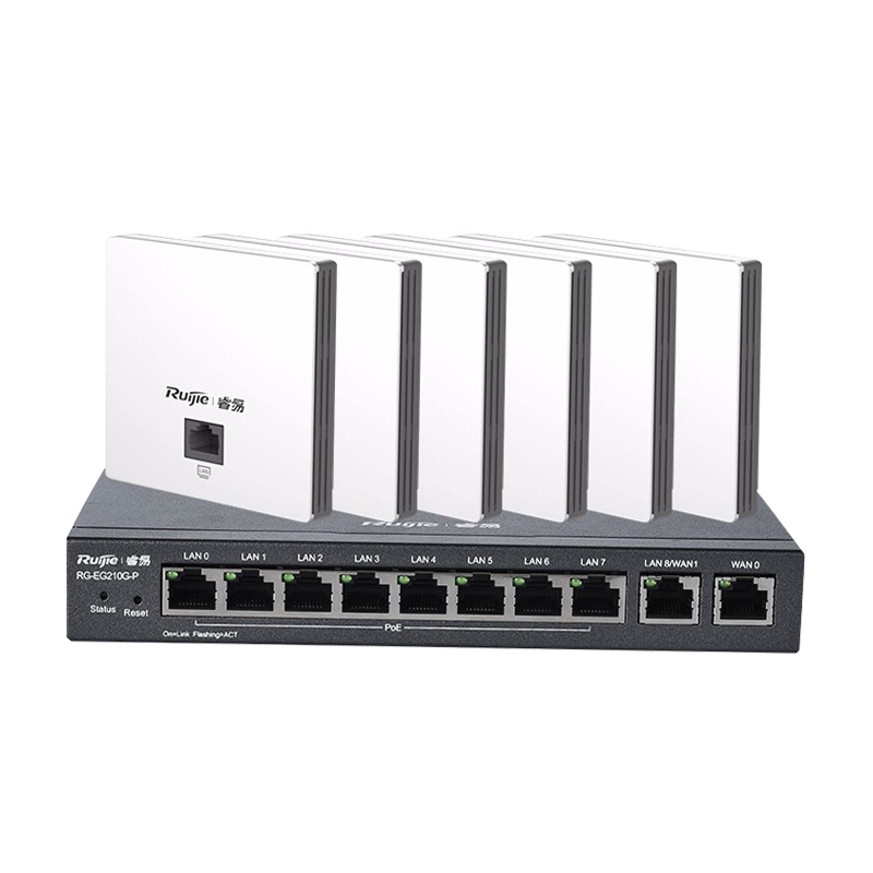 睿易 锐捷企业智慧无线套装 内置AC控制器 双频千兆面板式AP RG-EG210G-P+面板式双频AP*8