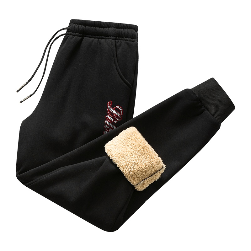 俞兆林(YUZHAOLIN)潮牌裤子冬季加绒运动裤男加厚束脚休闲裤宽松收口小脚卫裤男