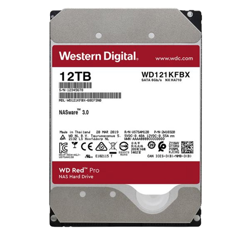 西部数据(WD)红盘Pro 12TB 网络储存硬盘(NAS硬盘/SATA6Gb/s/256M缓存/WD121KFBX)