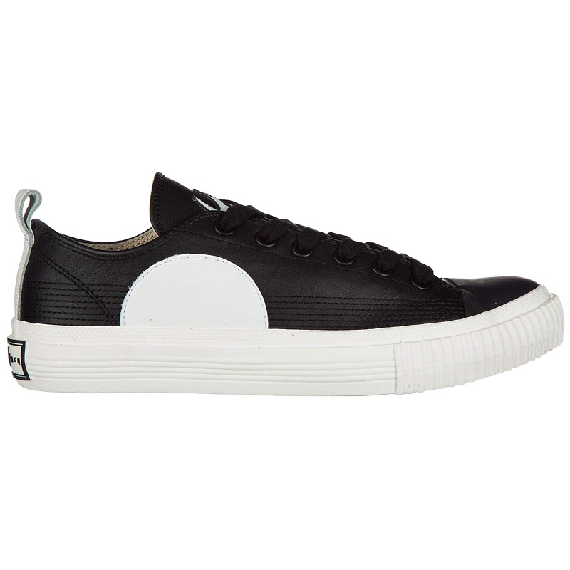 MCQ/麦蔻 男士燕子logo休闲鞋高帮帆布鞋黑白拼接皮