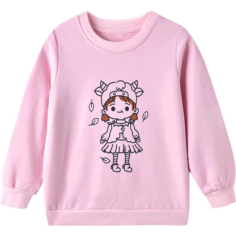 [清仓价:19元]铅笔俱乐部童装女小童卫衣春秋装新款儿童T恤宝宝圆领套头上衣