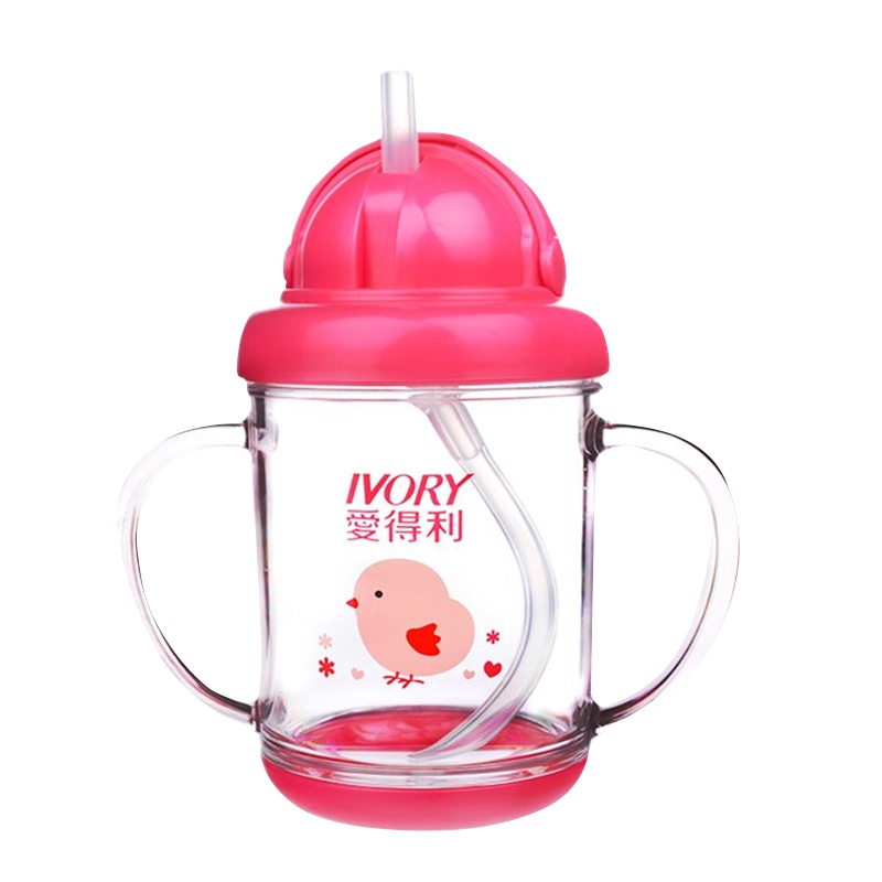 爱得利(IVORY)儿童水杯TRITAN吸管杯宝宝带手柄学饮杯水杯 T-29 200mL红色 适用于12个月以上的宝宝