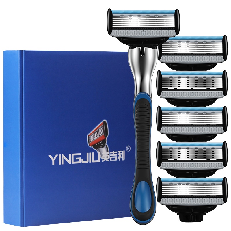 英吉利(yingjili)男士剃须刀 净速+5+1层刮胡刀(1刀架+6刀头) 光铬礼盒