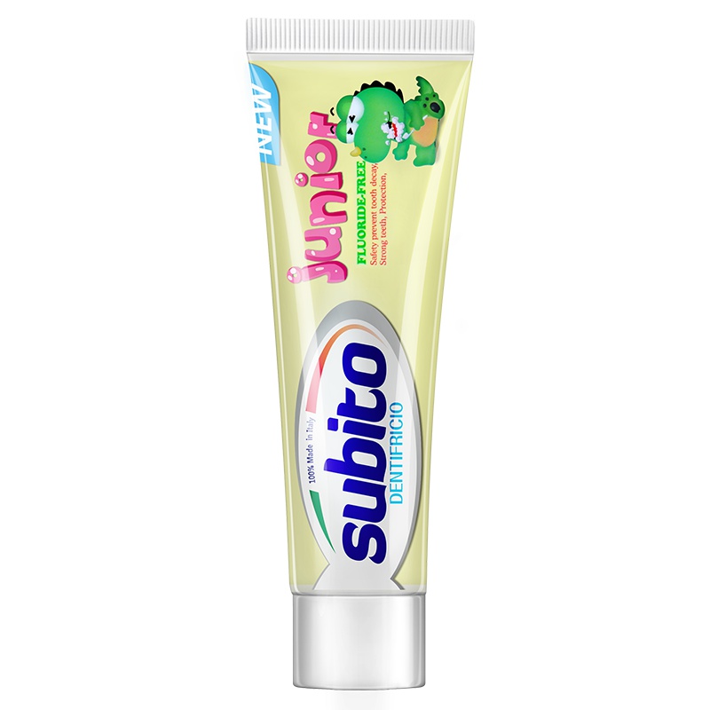 意大利原装进口Subito舒比拓 恐龙宝宝无氟母婴幼儿童牙膏60g 适合0.5-3岁使用