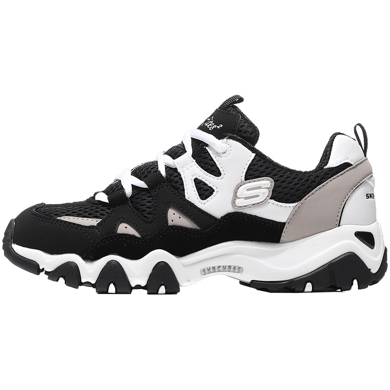 Skechers斯凯奇女熊猫鞋D‘lites怪兽甜心运动鞋99999693 99999693/BKW黑色+白色