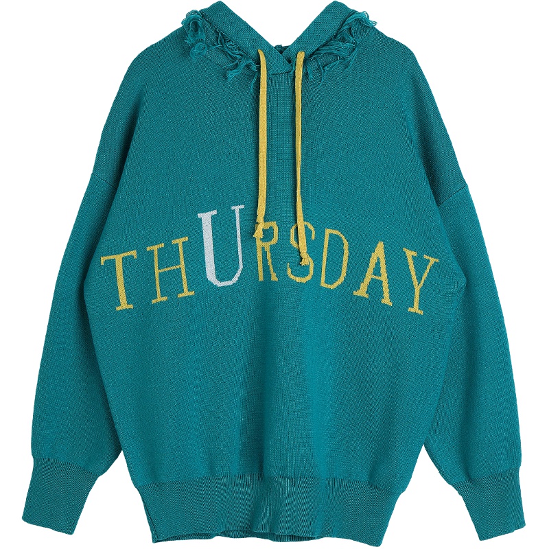 a02新款时尚流苏帽子字母印花抽绳针织衫女D1T6EW031ST