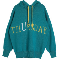 a02新款时尚流苏帽子字母印花抽绳针织衫女D1T6EW031ST