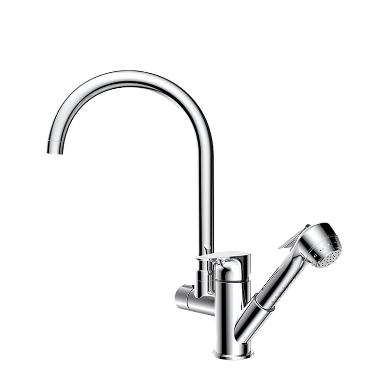 MICOE四季沐歌厨房龙头 陶瓷片阀芯冷热主体全铜净铅环保节水 可旋转单把双孔 带抽拉龙头 水槽龙头