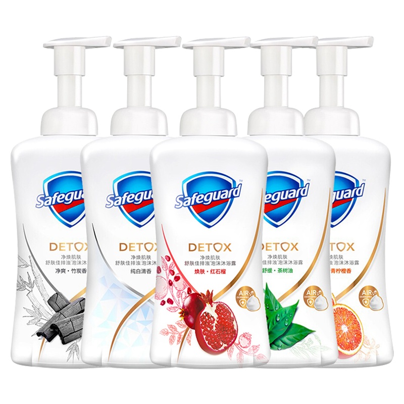 舒肤佳纯白清香泡沫沐浴露 Safeguard排浊细腻泡泡小气泡按压瓶男女全身家庭大瓶沐浴液500ml