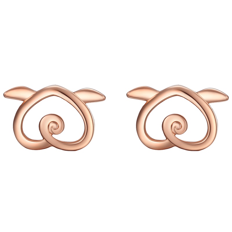 潮宏基 FUN趣-蜜桃猪 红18K金耳钉玫瑰金彩金耳饰女