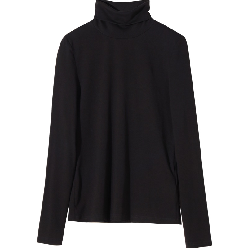 娅丽达女装长袖T恤女2019秋季新款宽松立领纯色韩版弹力打底衫I7024